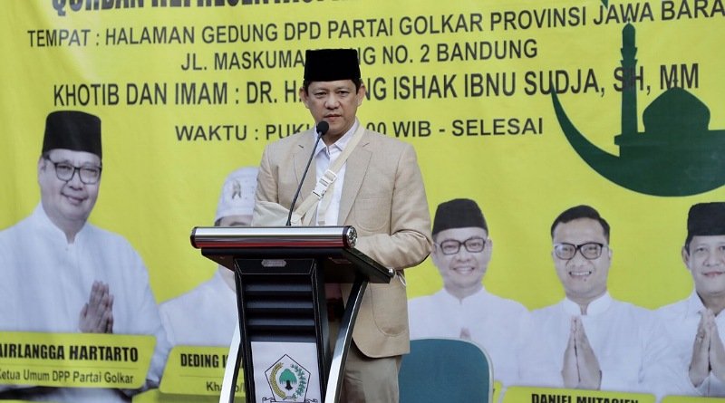 Kali Pertama Digelar, Pengurus Golkar Jabar Solat Id dan Potong Hewan Qurban di Kantor DPD