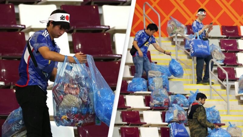 BOLA OUT | Suporter Jepang Bersihkan Sampah di Stadion Usai Pertandingan