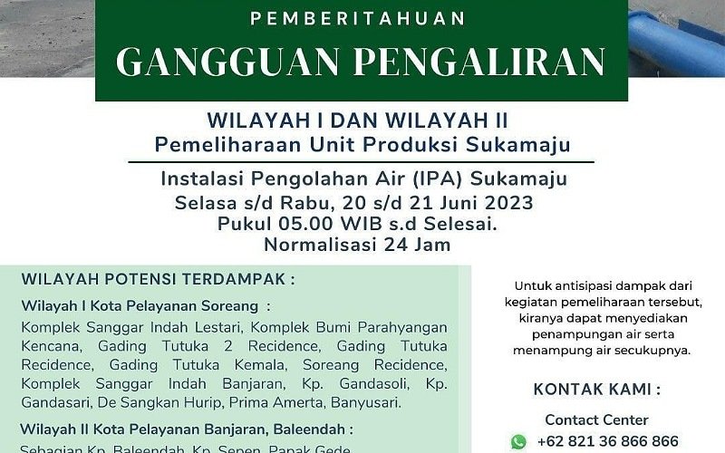 Dalam Rangka Menjaga 3K, Perumda Tirta Raharja Lakukan Pemeliharaan Unit IPA Sukamaju
