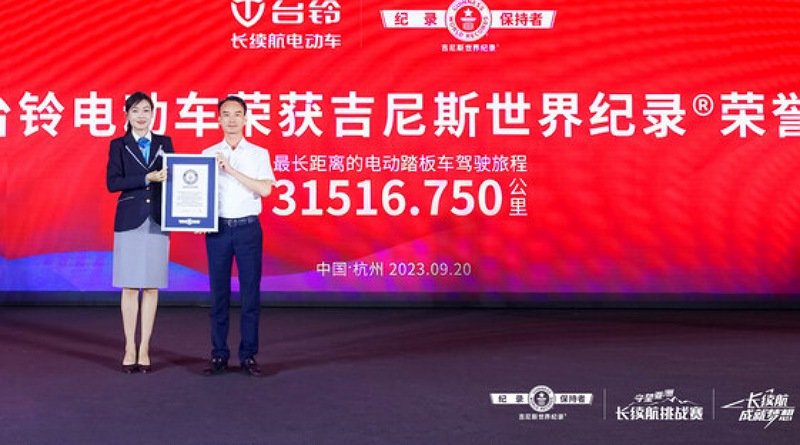 TAILG Pecahkan "Guinness World Record" Dalam Kategori "Perjalanan Terjauh yang Ditempuh Skuter Listrik"