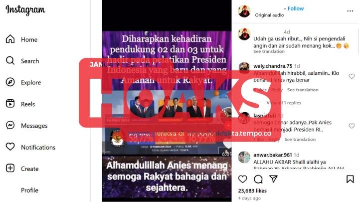 CEK FAKTA : Real Count Pilpres 2024 di SCTV Tayangkan Perolehan Suara Anies-Muhaimin 58,77 Persen