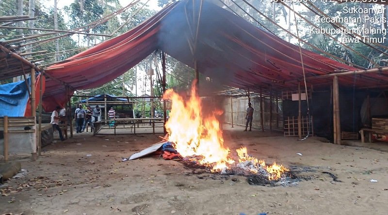 Tegas Perangi Perjudian, Polisi Bakar Dua Lokasi Sabung Ayam di Malang