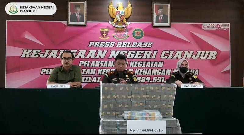 Pengembalian Kerugian Keuangan Negara Senilai Rp. 2.144.884.691,- Oleh Kejaksaan Negeri Cianjur
