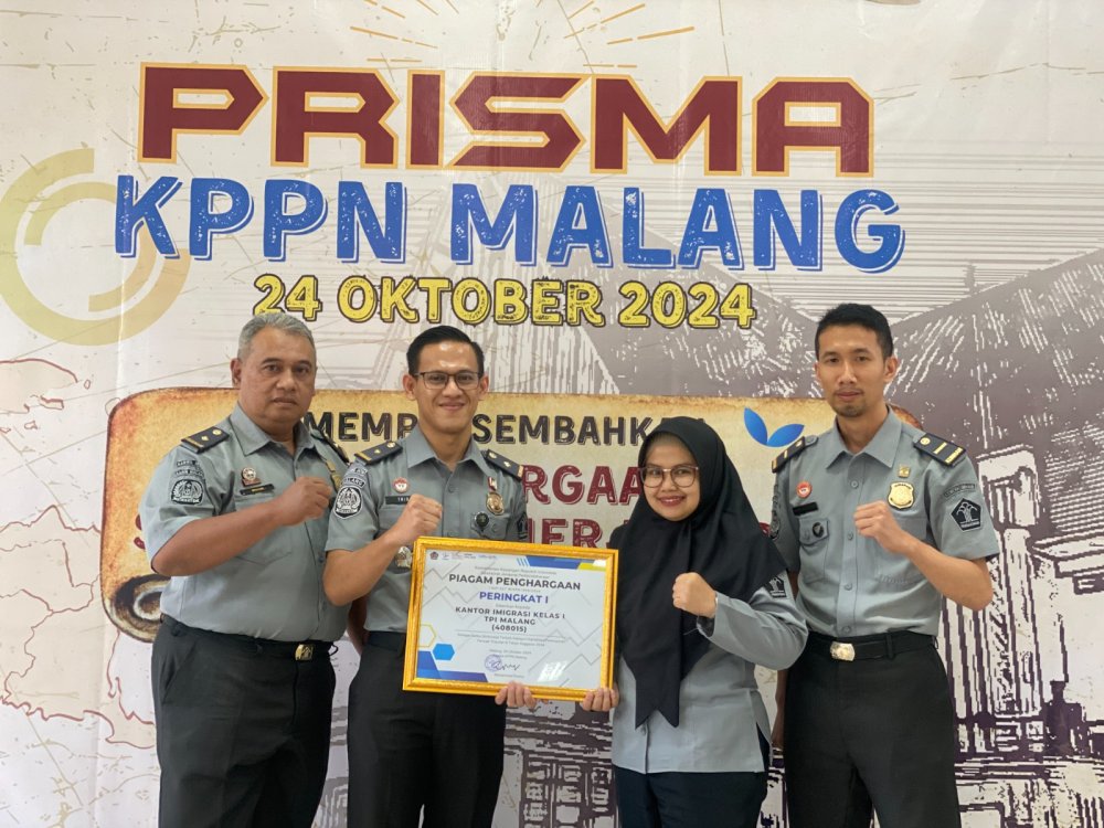 Kantor Imigrasi Kelas I TPI Malang Raih Peringkat I Digitalisasi Pembayaran Kelas I TPI Malang
