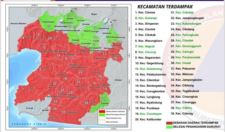 14 Kecamatan di Kabupaten Sukabumi Berstatus Selesai Penanganan Darurat