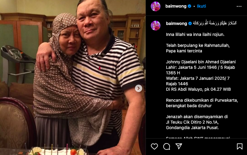 Ayah Baim Wong, Johnny Wong, Meninggal Dunia