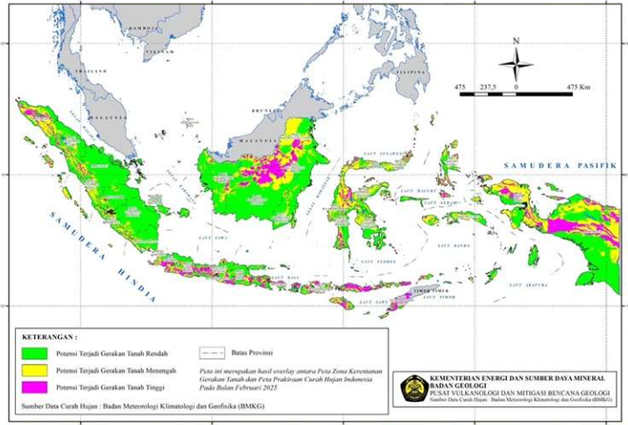 PVMBG Umumkan Peta Potensi Gerakan Tanah Jawa Barat Februari 2025