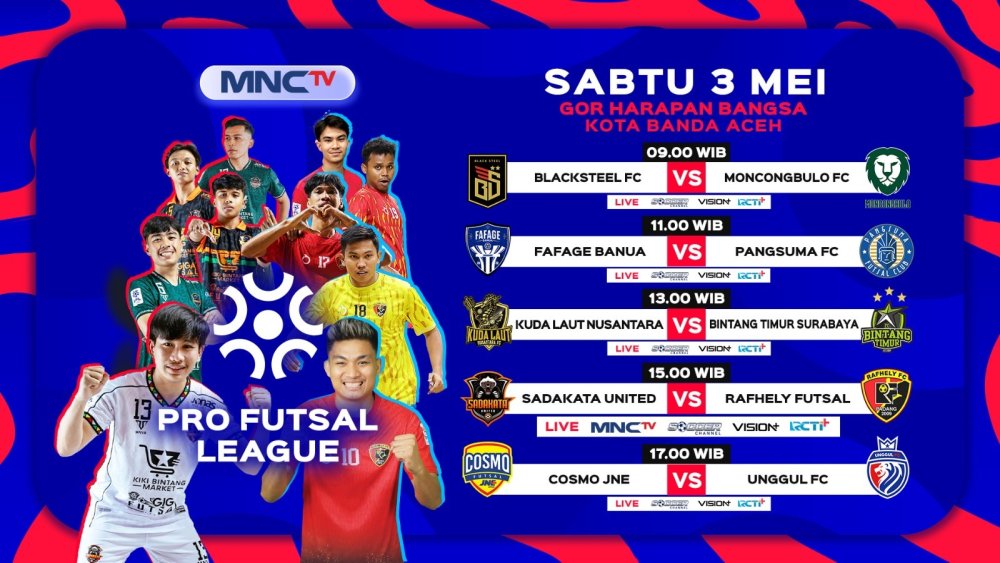 Pro Futsal League 2025 : MNCTV Tayangkan Sadakata United Aceh vs Rafhely Futsal Padang