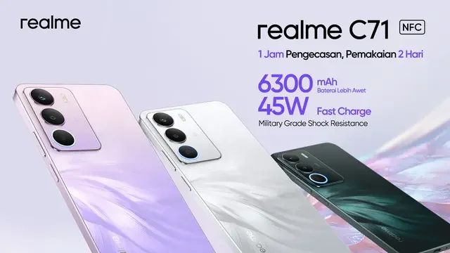 Realme Luncurkan C71, Smartphone Entry-Level dengan Baterai 6300mAh dan Fitur NFC