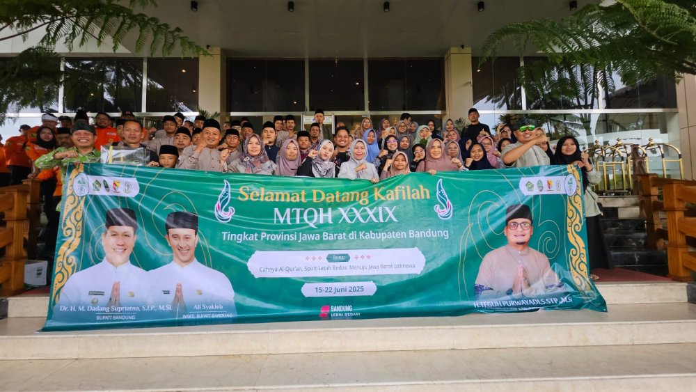 Kafilah MTQH XXXIX Kabupaten Majalengka Disambut Hangat oleh Dispusip dan Kecamatan Pacet