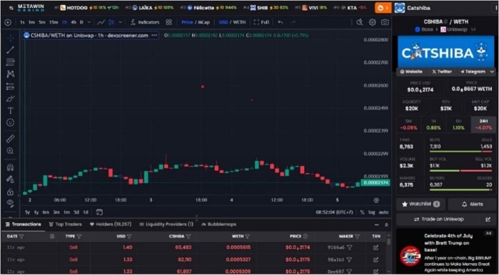 Mata Uang Kripto: CatShiba Raup Perhatian Komunitas di DexScan