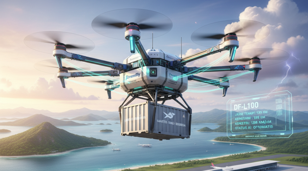 DF-L100: Drone Kargo Listrik Indonesia Sukses Uji Terbang di Kertajati