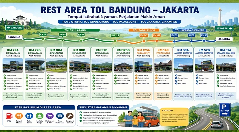 Rest Area Favorit Tol Bandung–Jakarta, Lengkap dari SPBU hingga Kuliner