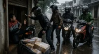 Begal Kurir di Bandung! Ditodong Pisau Saat Berteduh, Motor dan Paket Raib