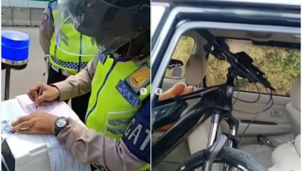 Gara-Gara Bawa Sepeda Dalam Mobil, Polisi Tilang Pengendara