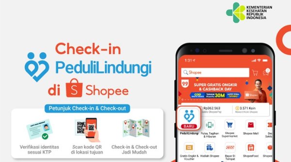 Check-in PeduliLindungi Kini Bisa dari Shopee, Cek Caranya