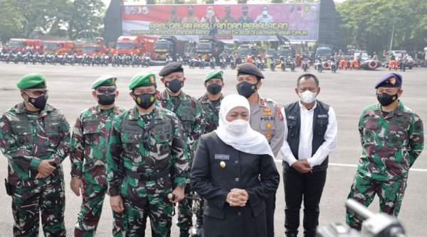 Forkopimda Jatim Gelar Apel Pasukan dalam Rangka Kontijensi Kesiapan Penanggulangan Bencana Alam