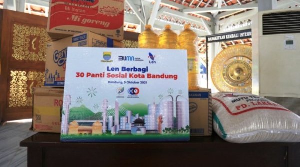 Jelang HUT ke-30, PT LEN Beri Bantuan Paket Sembako ke Pemkot Bandung