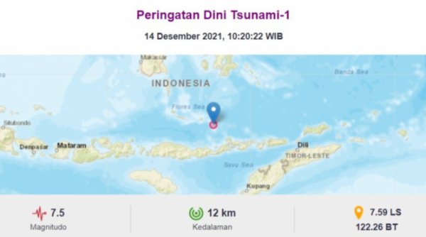BREAKING NEWS | Gempa Bumi 7,5 SR Guncang Barat Laut Larantuka NTT