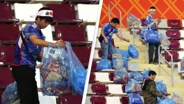 BOLA OUT | Suporter Jepang Bersihkan Sampah di Stadion Usai Pertandingan