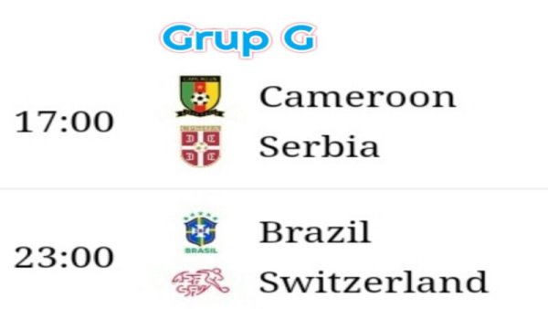 PIALA DUNIA | Jadwal Pertandingan Grup G Sore dan Malam Ini, Kamerun vs Serbia, Brazil vs Swiss