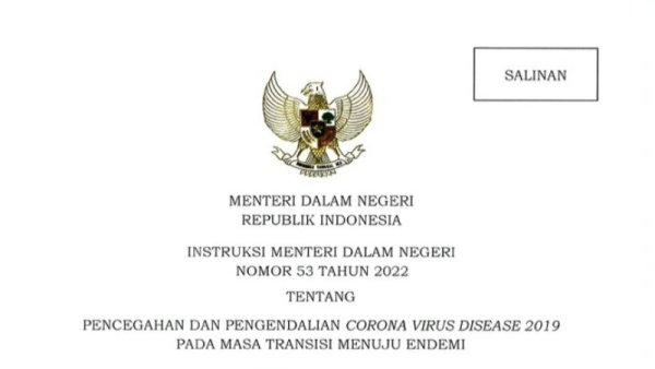 Mendagri Terbitkan Inmendagri 53/2022 terkait Percabutan PPKM