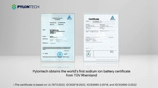 Pylontech Raih Sertifikat Baterai Ion Sodium yang Pertama di Dunia dari TUV Rheinland