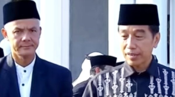 Ganjar Dampingi Jokowi Salat Id di Mesjid Raya Syeikh Zayed, Presiden, "Siang ini Prabowo akan ke rumah"