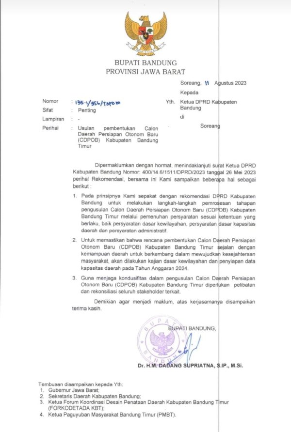 Wacana Pembentukan Kabupaten Bandung Timur, Mulai Muncul Kembali