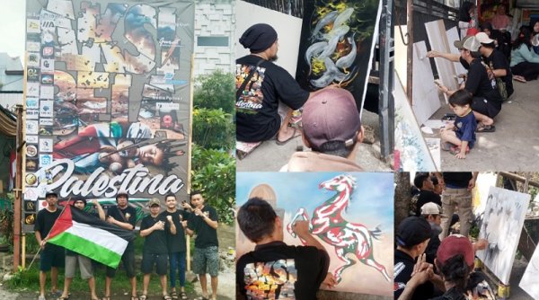 Komunitas Pelukis Jelekong Gelar Aksi Bela Palestina