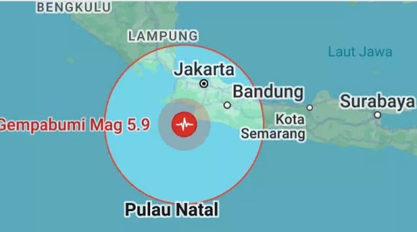 Gempa Bumi 5,9 SR Guncang Lebak Banten, Tidak Berpotensi Tsunami