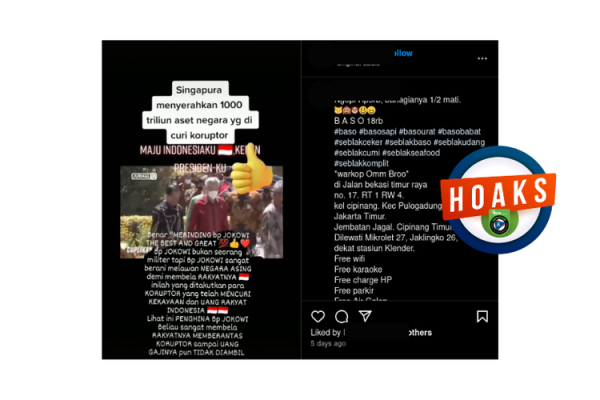[HOAKS] Singapura Serahkan Aset Indonesia Senilai Rp 1.000 Triliun yang Dicuri Koruptor