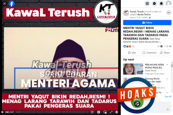 [HOAKS] Menag Larang Tarawih dan Tadarus Pakai Pengeras Suara