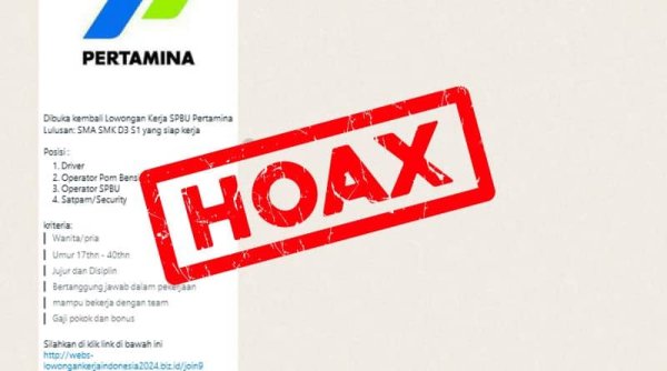 CEK FAKTA |  Lowongan Kerja PT Pertamina, Hoaks!