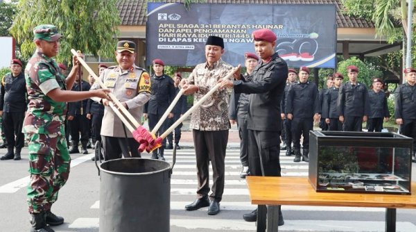 Jalin Sinergitas, Lapas Ngawi Daulat Wakil Bupati Pimpin Apel Siaga Idulfitri