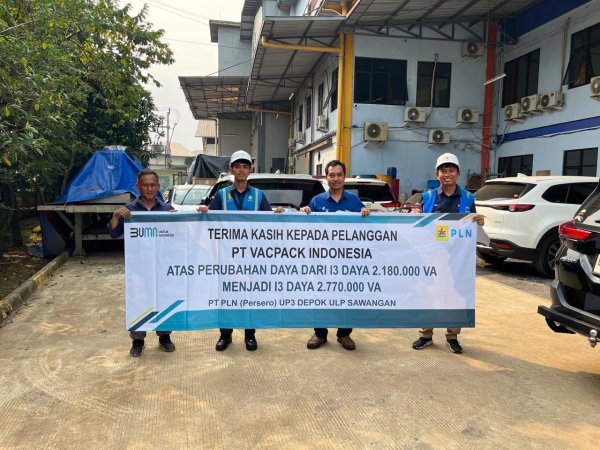PLN ULP Sawangan Dukung PT Vacpack Indonesia Tingkatkan Daya Listrik untuk Pertumbuhan Bisnis