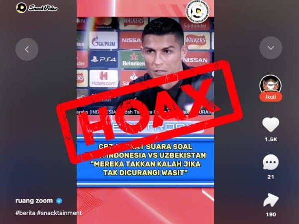 CEK FAKTA :  Ronaldo Komentari Laga Indonesia VS Uzbekistan