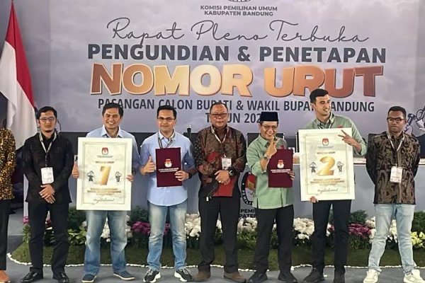 Nomor Urut Resmi! Pasangan Calon Bupati dan Wakil Bupati Bandung 2024-2029 Ditetapkan