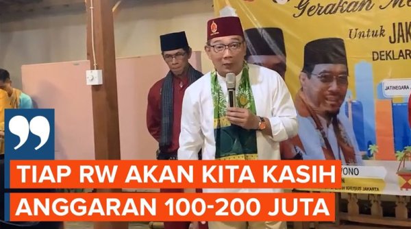 Ridwan Kamil Janjikan Setiap RW di Jakarta Dapat 200 Juta, RK: Bandung Aja Bisa