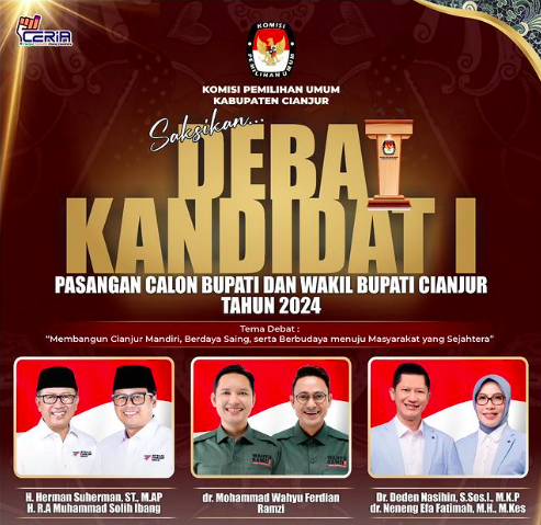 Jadwal Debat Perdana Paslon Bupati dan Wakil Bupati Cianjur Tahun 2024