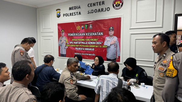 Polisi Sidoarjo Pengamanan Pilkada Serentak 2024 Dicek Kesehatan