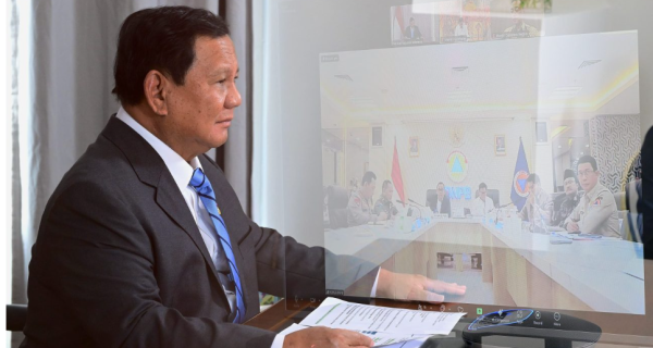 Meski di AS, Prabowo Pimpin Rapat Penanganan Bencana Gunung Lewotobi Lewat Video Conference