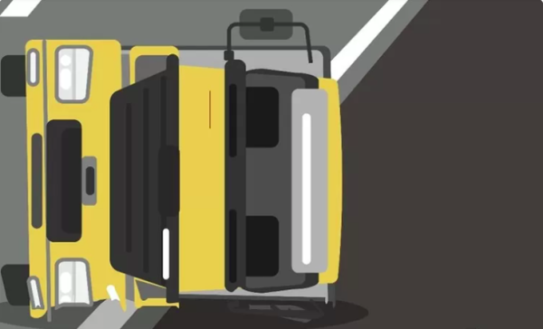 Truk Terbalik di Tanjakan Flyover Pesing Jakbar, Lalin Tersendat