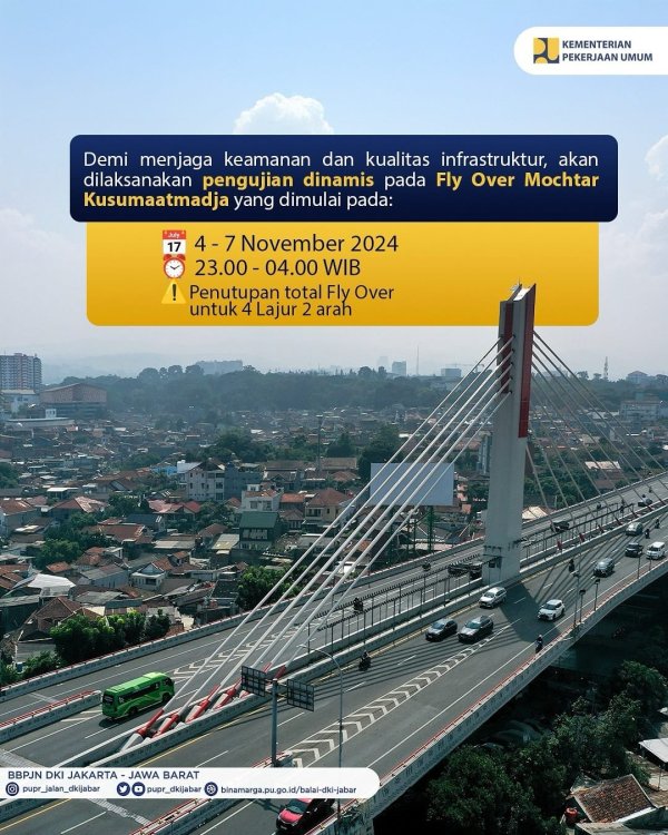 Pengujian Dinamis Fly Over Pasupati Dimulai, Akses Ditutup Total untuk 4 Lajur