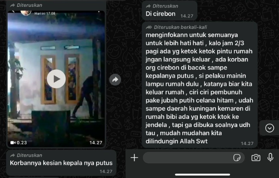 [HOAX] Video Teror Pembacokan di Cirebon dalam Grup WhatsApp