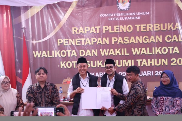 KPU Tetapkan Ayep Zaki-Bobby Maulana Wali Kota-Wakil Wali Kota Sukabumi Terpilih