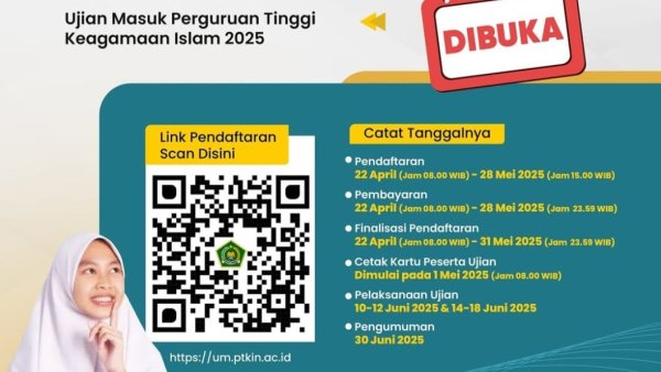 Pendaftaran Ujian Masuk PTKIN Dibuka, Ini Cara Daftar dan Jadwalnya