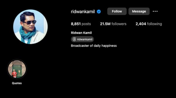 Pasca Kejadian Peretasan, Ridwan Kamil Umumkan Akun Instagram Kembali Normal