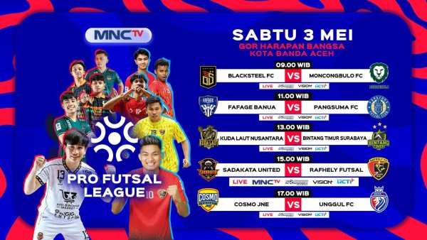 Pro Futsal League 2025 : MNCTV Tayangkan Sadakata United Aceh vs Rafhely Futsal Padang