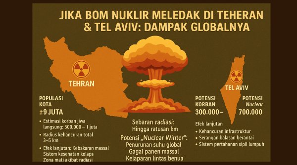 Eskalasi Perang Iran vs Israel Memuncak: Ini Akibat Jika Bom Nuklir Dijatuhkan di Teheran dan Tel Aviv